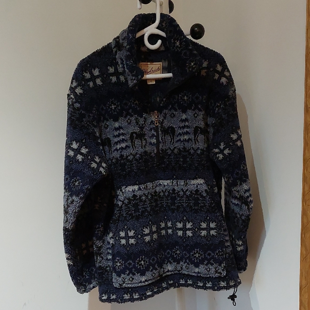Vintage Woolrich Fleece Blue and Gray Rugged Outdoor wear Pullover  Size Medium